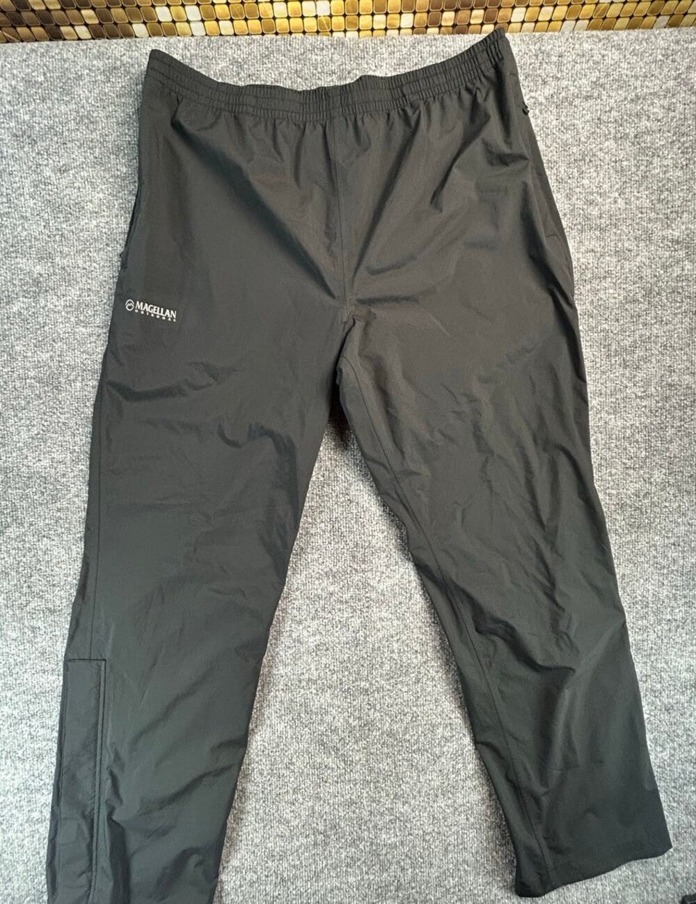 Magellan Outdoors Rain Pants Men's LargeBlack Waterproof Packable Hiking Fishing